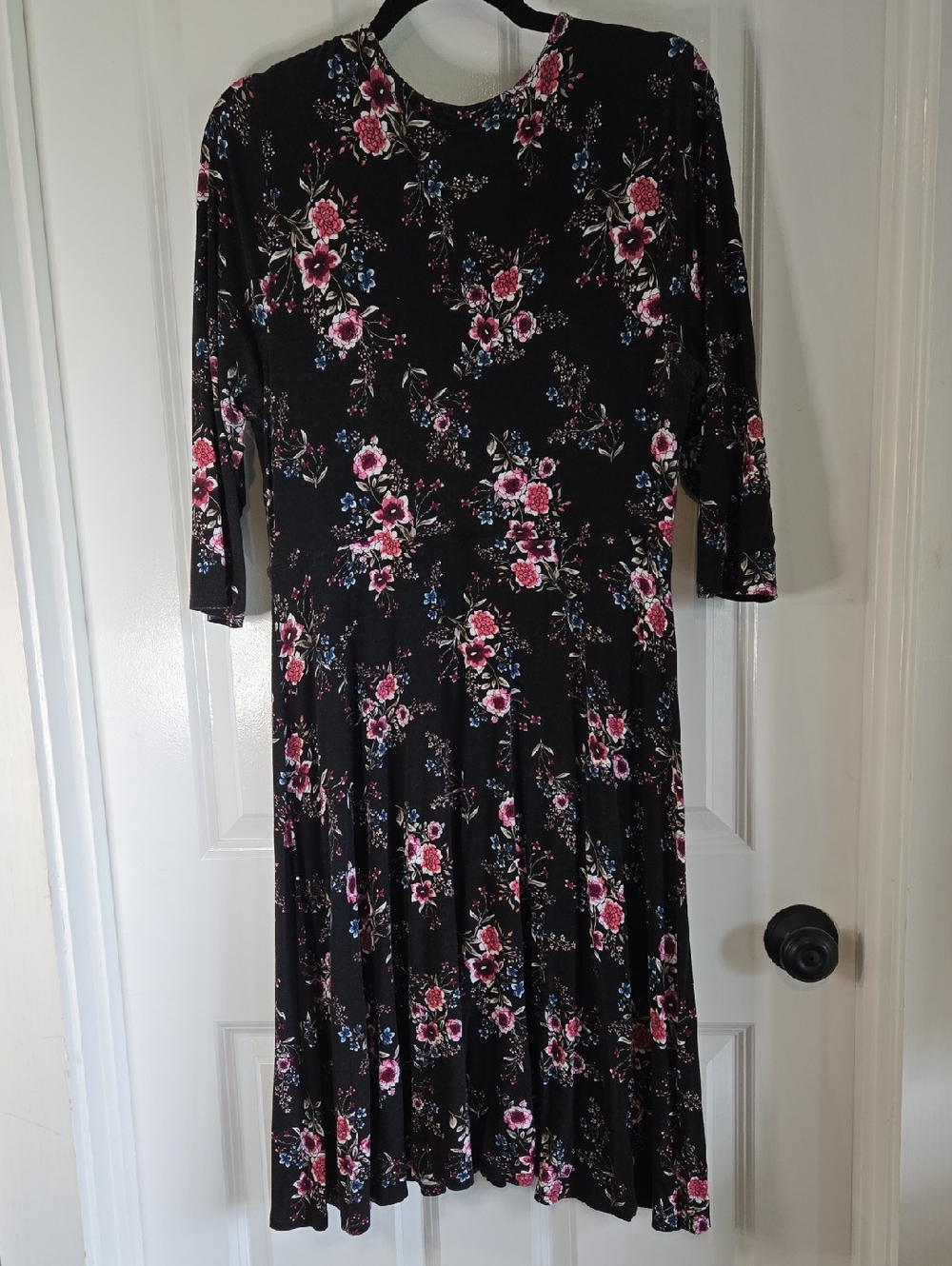 Torrid Dress Black Floral Pink Purple Size 0 Equal to 12 - Picture 7 of 7